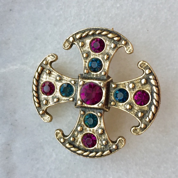 💟Multicolor Gem Silver Rustic Pin Brooch💟 - Picture 4 of 5